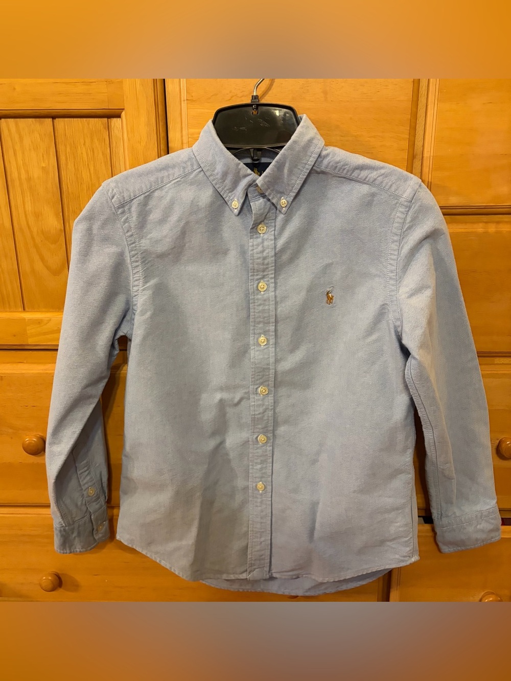Ralph Lauren Boy’s Classic Blue Cotton Button-Down Multi-Color Pony Size M 10-12